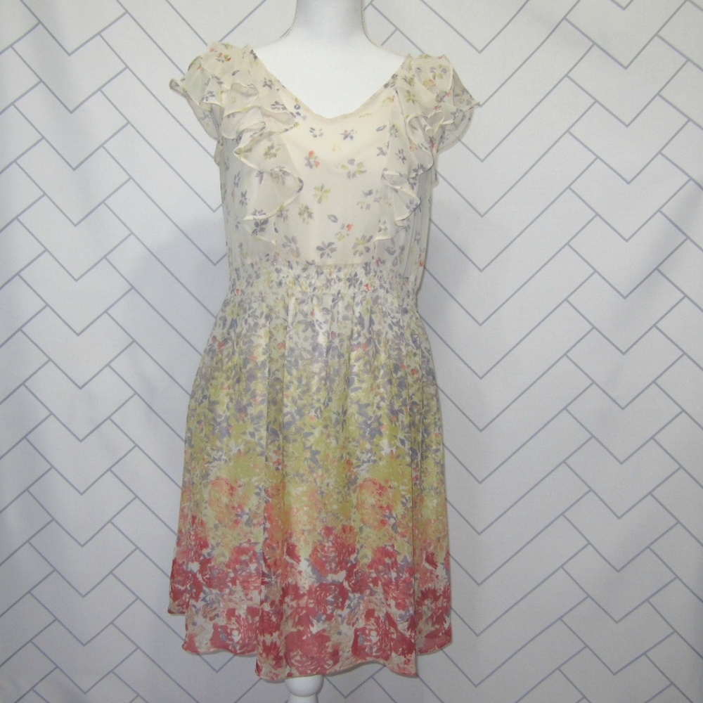 Lauren Conrad Watercolor Floral Flutter Dress 6